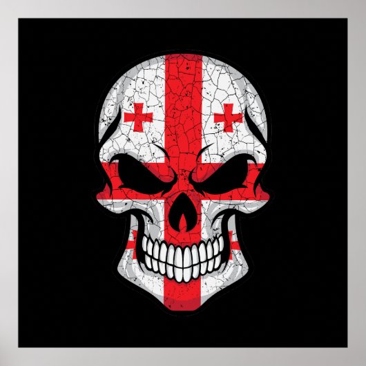 Georgien lächelt Schädelflagge Poster (Vorne)