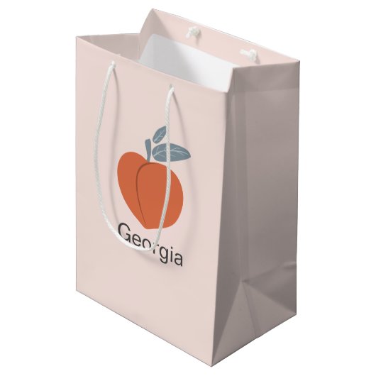 Georgien Pfirsichkunst Design. Mittlere Geschenktüte (Vorderseite Schrägansicht)