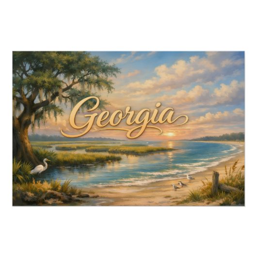 Georgien Sommer Strandlandschaft mit Vögeln Poster (Vorderseite)
