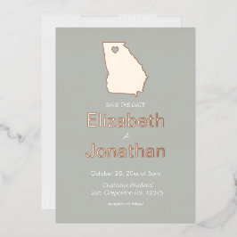 Georgien Staat Karte Save the Date Rose Gold
