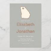 Georgien Staat Karte Save the Date Rose Gold (Vorderseite)
