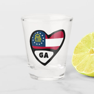 Georgien Staatsflagge im Herzen, GA Shot Glass Schnapsglas