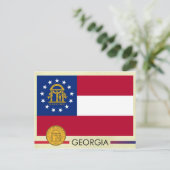 Georgien - Staatsflagge und Siegel Postkarte (Stehend Vorderseite)