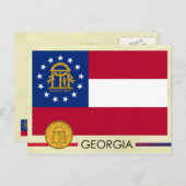 Georgien - Staatsflagge und Siegel Postkarte (Vorne/Hinten)