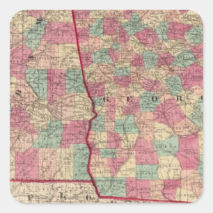 Georgien und Alabama Quadratischer Aufkleber