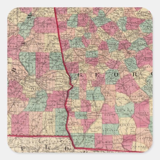 Georgien und Alabama Quadratischer Aufkleber (Vorderseite)
