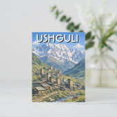 Georgien Ushguli Reise Postkarte (Stehend Vorderseite)
