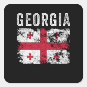 Georgienflagge beschädigt - georgische Flagge Quadratischer Aufkleber
