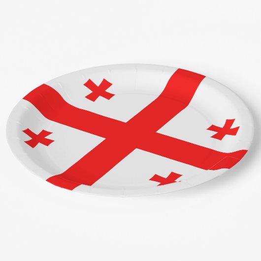 Georgienflagge Pappteller (Schrägansicht)