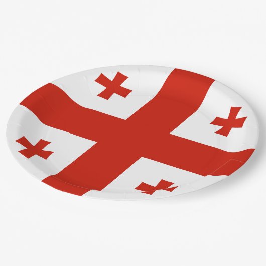 Georgienflagge Pappteller (Schrägansicht)