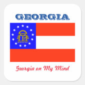 Georgienflagge und Slogan-Platz-Aufkleber Quadratischer Aufkleber (Vorderseite)