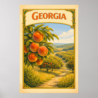 Georgiens Pfirsichhain im Vintage-Stil Poster