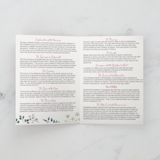 Georgina Griechisch-Orthodoxe Kirche Taufprogramm Programm (Innenseite)