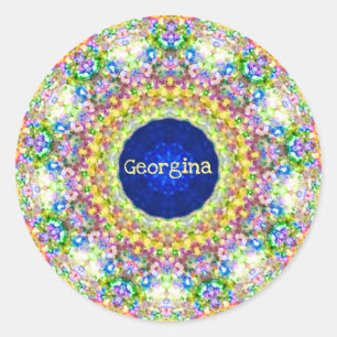 GEORGINA ~ Süßes Blumenmuster ~ Personalisiert Runder Aufkleber