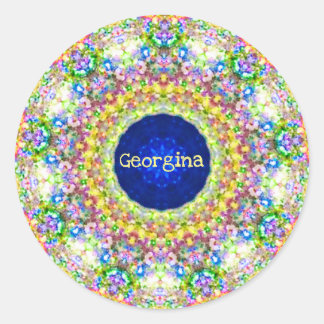 GEORGINA ~ Süßes Blumenmuster ~ Personalisiert Runder Aufkleber