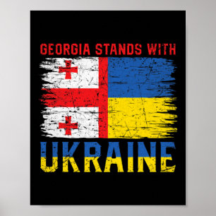Georgisch-ukrainische Flagge Flagge - Befreundete  Poster