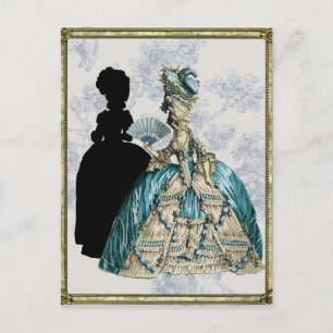 Georgische Dame mit Fächer - Blau Postkarte