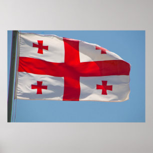 Georgische Flagge im Wind Poster