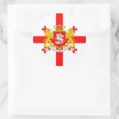 georgische Flagge und Wappen, Flagge Georgiens Runder Aufkleber (Tasche)