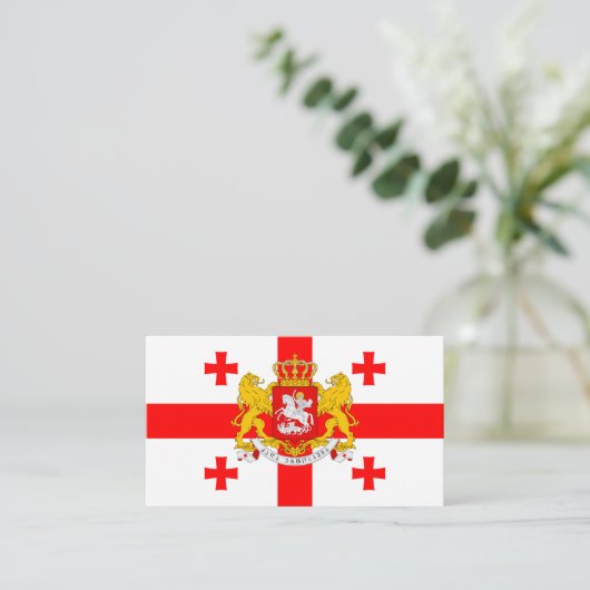 georgische Flagge und Wappen, Flagge Georgiens Visitenkarte (Stehend Vorderseite)