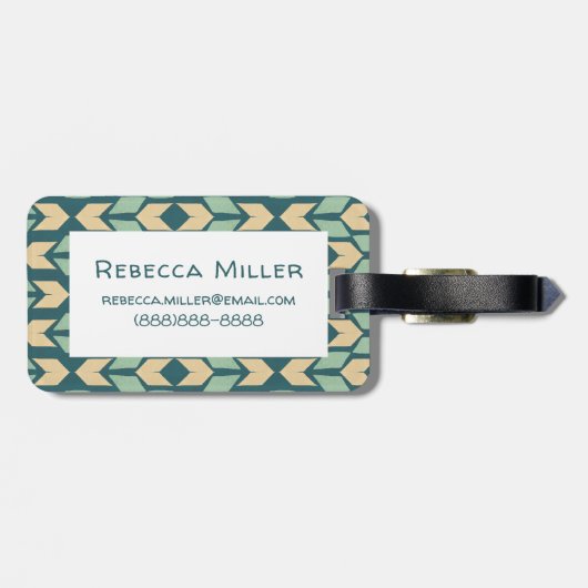 Geoschritt| Geometrisches Aquamarines Bogenmuster Gepäckanhänger (Rückseite horizontal)