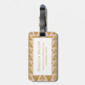 Geoschritt| Geometrisches Gold - und Korallenmuste Gepäckanhänger (Rückseite vertikal)