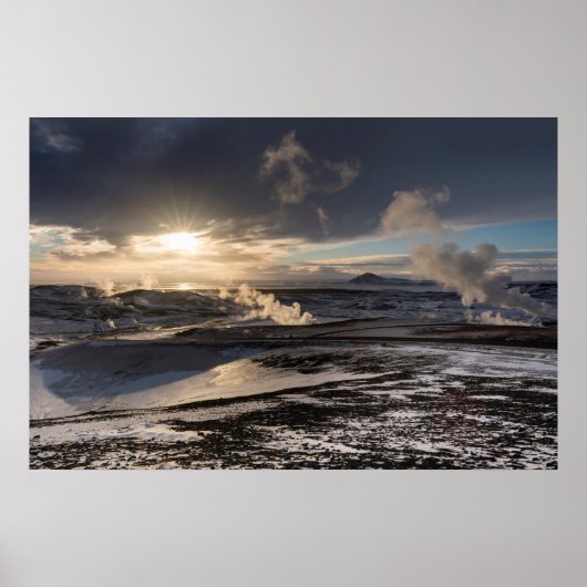 Geothermale Winterlandschaft Poster (Vorne)
