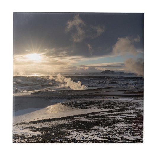 Geothermische Winterlandschaft Fliese (Vorderseite)