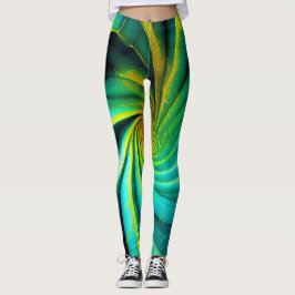 "GeoVibe: Grün & Gelb Fusion Leggings" Leggings