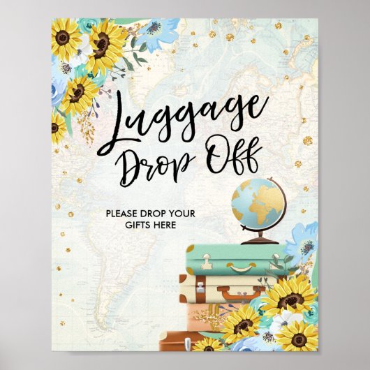 Gepäck absetzen Reiseabenteuer Blaue Sonnenblumen Poster (Vorne)