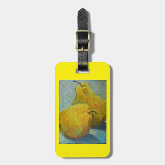 Gepäck- oder Geldbeutelumbau mit gelben Birnen auf Gepäckanhänger (Vorderseite vertikal)