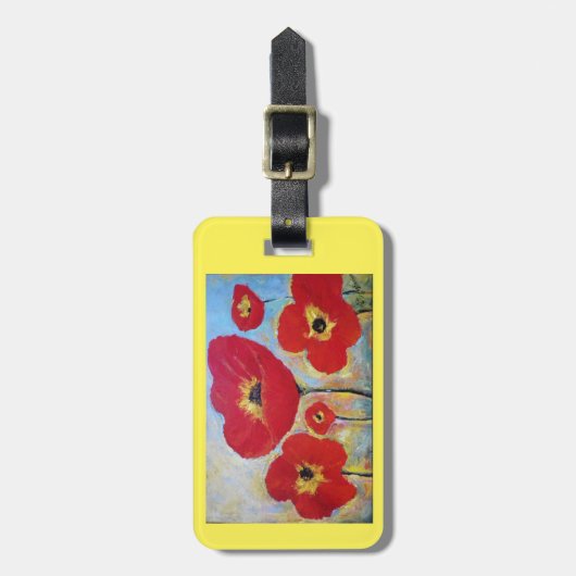 Gepäck- oder Geldbeutelumbau mit roten Mohnblumen Gepäckanhänger (Vorderseite vertikal)