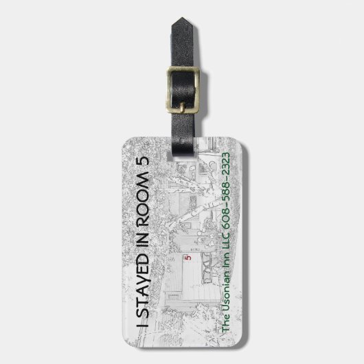 Gepäck-Umbau mit ledernem Bügel - "ich bleibe in Gepäckanhänger (Vorderseite vertikal)