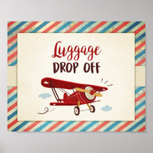 Gepäckabfall Sign Airplane Geburtstag Baby Boy Poster