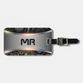 Gepäckanhänger aus grauem Metall (Vorderseite horizontal)