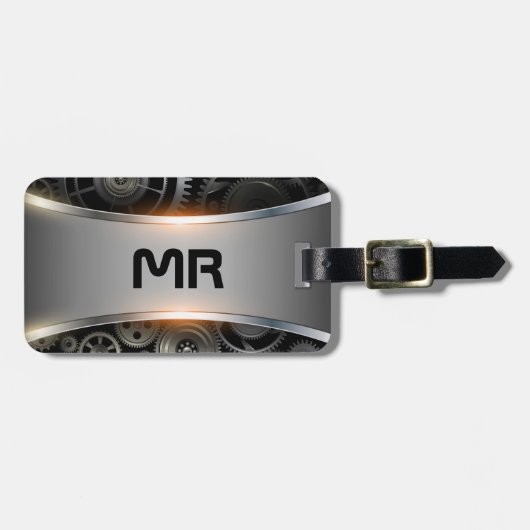 Gepäckanhänger aus grauem Metall (Vorderseite horizontal)