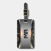 Gepäckanhänger aus grauem Metall (Vorderseite vertikal)