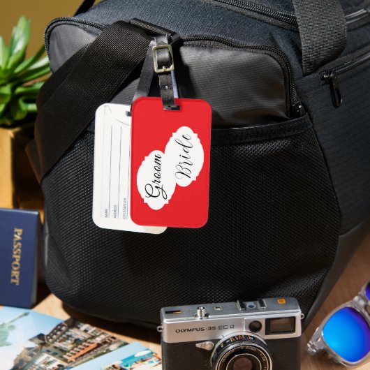 Gepäckanhänger des modernen Paares - Hochzeit (Vorderseite & Rückseite)