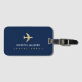 Gepäckanhänger für Agenten mit Imitat Gold-Flugzeu (Vorderseite (Horizontal))