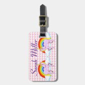 Gepäckanhänger für Einhorn, Herz und Regenbogen (Vorderseite vertikal)