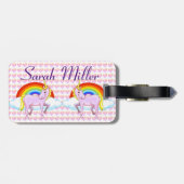 Gepäckanhänger für Einhorn, Herz und Regenbogen (Rückseite horizontal)