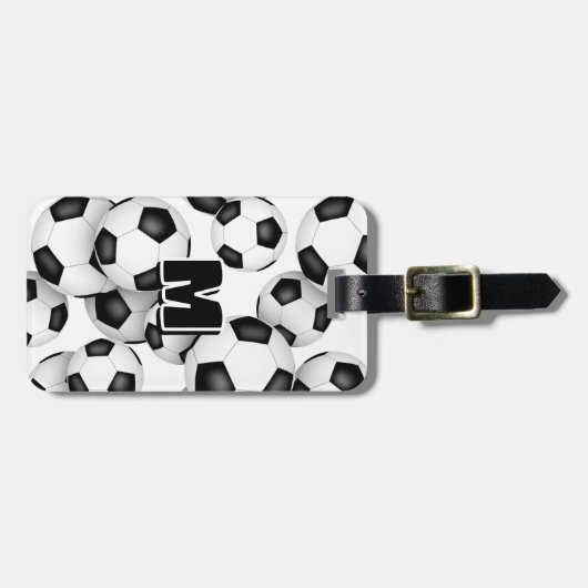 Gepäckanhänger für mit Monogramm Fußballspieler (Vorderseite horizontal)