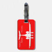 Gepäckanhänger für Personalisierte rote Flugzeuge (Rückseite vertikal)