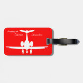 Gepäckanhänger für Personalisierte rote Flugzeuge (Rückseite horizontal)