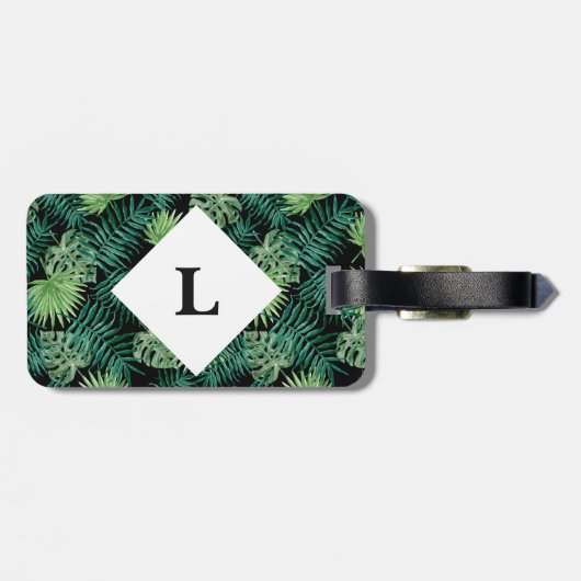 Gepäckanhänger für personalisierte tropische Blätt (Rückseite horizontal)