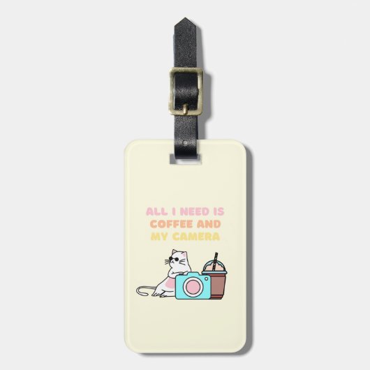 Gepäckanhänger für warme gelbe Katze und Kamera (Vorderseite vertikal)