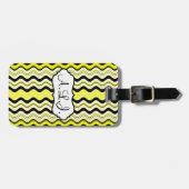 Gepäckanhänger, gelb, schwarz, weiße Streifen Gepäckanhänger (Vorderseite horizontal)