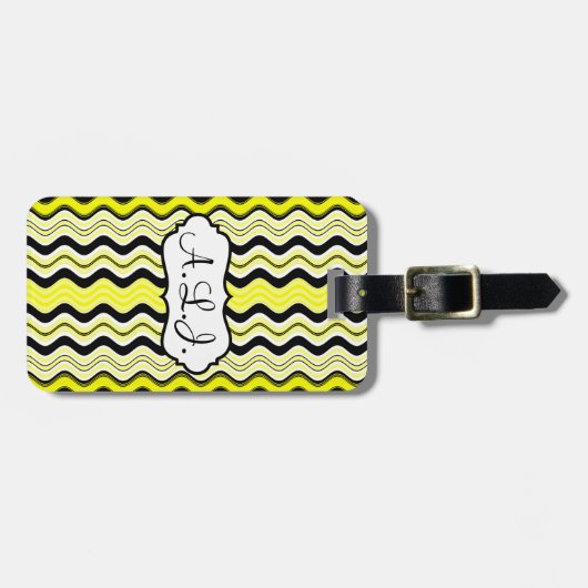 Gepäckanhänger, gelb, schwarz, weiße Streifen Gepäckanhänger (Vorderseite horizontal)