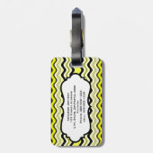 Gepäckanhänger, gelb, schwarz, weiße Streifen Gepäckanhänger (Rückseite vertikal)