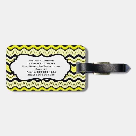 Gepäckanhänger, gelb, schwarz, weiße Streifen Gepäckanhänger (Rückseite horizontal)